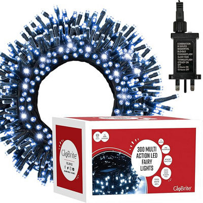 Globrite 30M 300 Led Fairy Lights Cool White Plug In Indoor Outdoor String Lights With 8 Modes - image 1