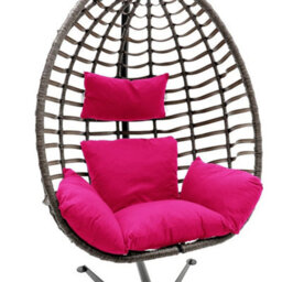 Egg-Shaped Hanging Chair Cushion Seat Garden Patio Swing Hammock Seat Chair Pad Pink - thumbnail 4
