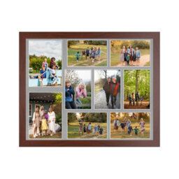 AK Frames 20X16 Rose Wood Modern Multi Photo Frame With Silver Mount - Holds 9 Apertures (2X) 7X5, (7X) 6X4 Photos - thumbnail 1