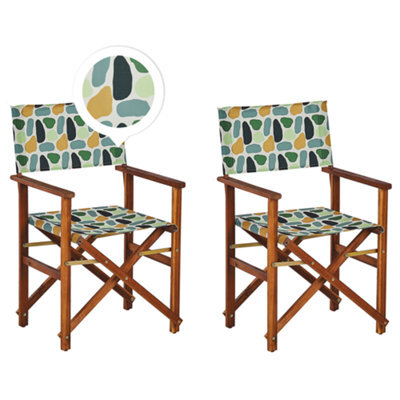 Beliani Set Of 2 Garden Chairs Cine Acacia Wood Multicolour - image 1