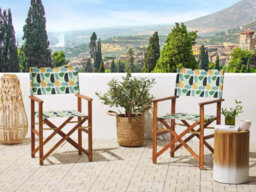 Beliani Set Of 2 Garden Chairs Cine Acacia Wood Multicolour - thumbnail 2