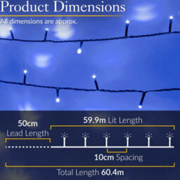 Christow Christmas Indoor/outdoor Battery Led String Lights Green Cable White - 600 - thumbnail 3