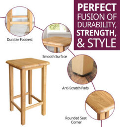 Hallowood Furniture Pair Of Waverly Oak Breakfast Bar Stool - thumbnail 2