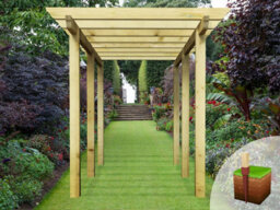 Edecks Heavy Duty Royal Walkway Wooden Garden Pergola With Super Rafters (W 2400mm X D 4800mm) With Steel Spikes (2.1M) - thumbnail 3