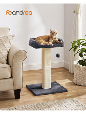 Songmics Cat Scratching Post,cat Scratcher With 40 X 30 Cm Plush Perch,cat Tree,71 Cm Tall Scratch Post With Woven Sisal,45 X 40 Cm Base - image 1
