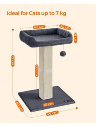 Songmics Cat Scratching Post,cat Scratcher With 40 X 30 Cm Plush Perch,cat Tree,71 Cm Tall Scratch Post With Woven Sisal,45 X 40 Cm Base - thumbnail 4