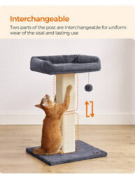 Songmics Cat Scratching Post,cat Scratcher With 40 X 30 Cm Plush Perch,cat Tree,71 Cm Tall Scratch Post With Woven Sisal,45 X 40 Cm Base - thumbnail 3