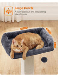 Songmics Cat Scratching Post,cat Scratcher With 40 X 30 Cm Plush Perch,cat Tree,71 Cm Tall Scratch Post With Woven Sisal,45 X 40 Cm Base - thumbnail 2