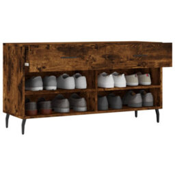 Berkfield Industrial Shoe Bench Smoked Oak 102X35X55 Cm Engineered Wood - thumbnail 4