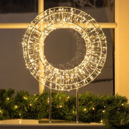 Christow Lighted Wreath Christmas Decoration 600 Warm White Micro Led Timer H45Cm