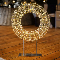 Christow Lighted Wreath Christmas Decoration 600 Warm White Micro Led Timer H45Cm - thumbnail 2