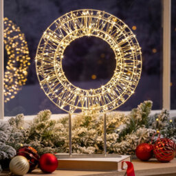 Christow Lighted Wreath Christmas Decoration 600 Warm White Micro Led Timer H45Cm - thumbnail 7