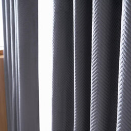"Ohs Pinsonic Velvet Ready Made Eyelet Curtains, Charcoal - 90"" X 90""" - thumbnail 2