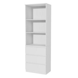 3 Tier Bookcase With Shelving Drawers For Storage Bookshelf Living Room Office - White - thumbnail 1