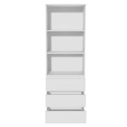 3 Tier Bookcase With Shelving Drawers For Storage Bookshelf Living Room Office - White - thumbnail 6