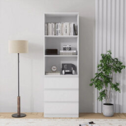 3 Tier Bookcase With Shelving Drawers For Storage Bookshelf Living Room Office - White - thumbnail 3