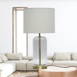First Choice Lighting Set Of 2 Walpole - Fluted Glass Brass Table Lamps With Ivory  Shade - thumbnail 4