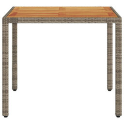 Berkfield Garden Table With Acacia Wood Top Grey 90X90X75 Cm Poly Rattan - thumbnail 5