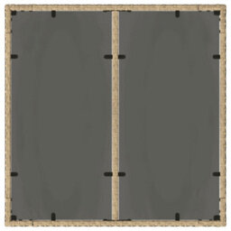 Berkfield Garden Table With Glass Top Beige 90X90X75 Cm Poly Rattan - thumbnail 7
