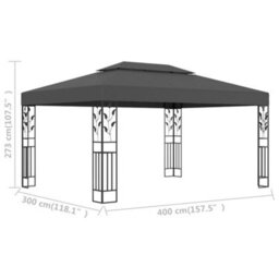 Berkfield Gazebo With Double Roof 3X4M Anthracite - thumbnail 6
