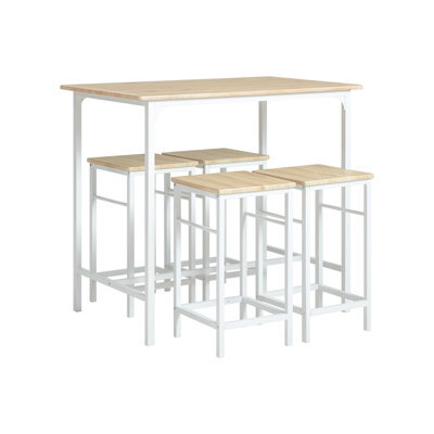 Sobuy Ogt11-Nw,5 Piece Breakfast Bar Set 1 Table And 4 Stools Kitchen Dining Furniture,wood Effect,w100Xd60Xh87 - image 1