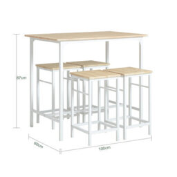 Sobuy Ogt11-Nw,5 Piece Breakfast Bar Set 1 Table And 4 Stools  Kitchen Dining Furniture,wood Effect,w100Xd60Xh87 - thumbnail 3