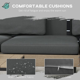 Outsunny Hdpe Garden Furniture Sets With Cushions, Table, L-Shaped Sofa, Grey - thumbnail 5