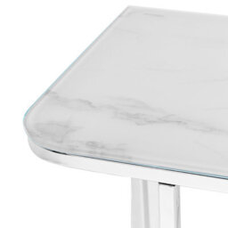 Beliani Console Table Calvert Tempered Glass Marble/ Silver - thumbnail 6