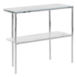 Beliani Console Table Calvert Tempered Glass Marble/ Silver - thumbnail 5