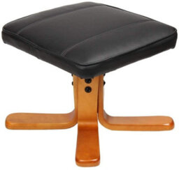 Evre Faux Leather Armchair With Foot Stool & Reclining Functions Swivel Padded - Black, Armchair - thumbnail 5