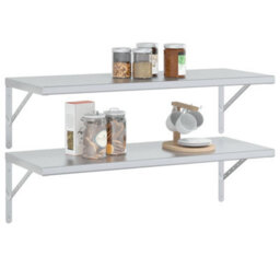 Berkfield Wall Shelves 2 Pcs 100X40X3 Cm Silver Stainless Steel - thumbnail 4