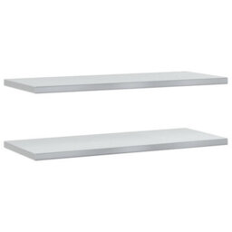 Berkfield Wall Shelves 2 Pcs 100X40X3 Cm Silver Stainless Steel - thumbnail 2