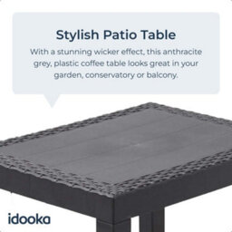 idooka Garden Coffee Rattan Style Side Table Outdoor Patio Balcony Furniture & Leisure Dark Grey - thumbnail 2
