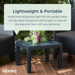 idooka Garden Coffee Rattan Style Side Table Outdoor Patio Balcony Furniture & Leisure Dark Grey - thumbnail 4