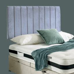 "Urban Textures - Apollo 26"" High Velvet Fabric Upholstered Bed Panelled Headboard - Sky" - thumbnail 1