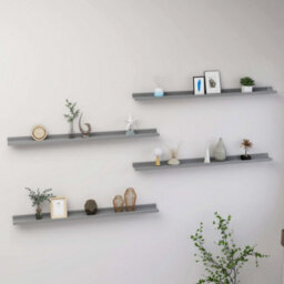 Berkfield Wall Shelves 4 Pcs Grey 100X9X3 Cm - thumbnail 1