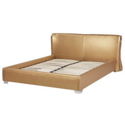 Beliani Bed Leather Paris 180 X 200 Cm (Eu Super King) Gold - thumbnail 4