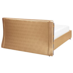 Beliani Bed Leather Paris 180 X 200 Cm (Eu Super King) Gold - thumbnail 6