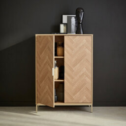 Sweeek - 110Cm Herringbone Storage Cabinet With 2 Doors Natural 80X40X110 Cm - Budapest - thumbnail 8