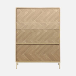 Sweeek - 110Cm Herringbone Storage Cabinet With 2 Doors Natural 80X40X110 Cm - Budapest - thumbnail 2