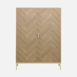 Sweeek - 110Cm Herringbone Storage Cabinet With 2 Doors Natural 80X40X110 Cm - Budapest - thumbnail 6