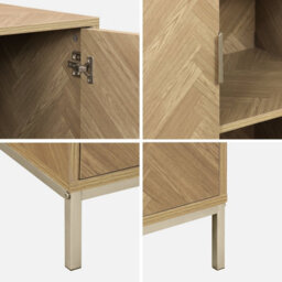 Sweeek - 110Cm Herringbone Storage Cabinet With 2 Doors Natural 80X40X110 Cm - Budapest - thumbnail 5