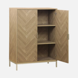 Sweeek - 110Cm Herringbone Storage Cabinet With 2 Doors Natural 80X40X110 Cm - Budapest - thumbnail 4