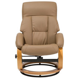 Beliani Massage Chair Force With Footstool Faux Leather Sand Beige - thumbnail 7