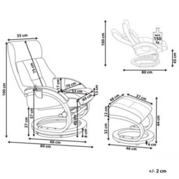 Beliani Massage Chair Force With Footstool Faux Leather Sand Beige - thumbnail 3