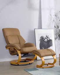 Beliani Massage Chair Force With Footstool Faux Leather Sand Beige - thumbnail 2