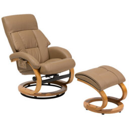 Beliani Massage Chair Force With Footstool Faux Leather Sand Beige - thumbnail 5