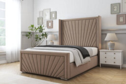 "Sloomy Rutherford Mink Plush Bed Frame With Mattress With 50""  Upholstered Wingback Headboard 3' Single" - thumbnail 2