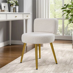 Fleece Vanity Stool Dressing Table Chair Bedroom Makeup Chair Backrest - thumbnail 6