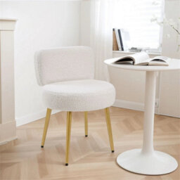 Fleece Vanity Stool Dressing Table Chair Bedroom Makeup Chair Backrest - thumbnail 4
